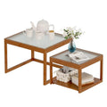 Nesting Glass End Table Set of 2 Bamboo Y375