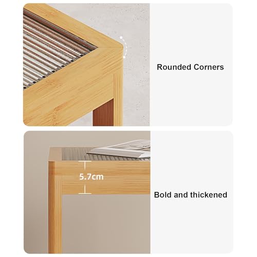 Nesting Glass End Table Set of 2 Bamboo Y375