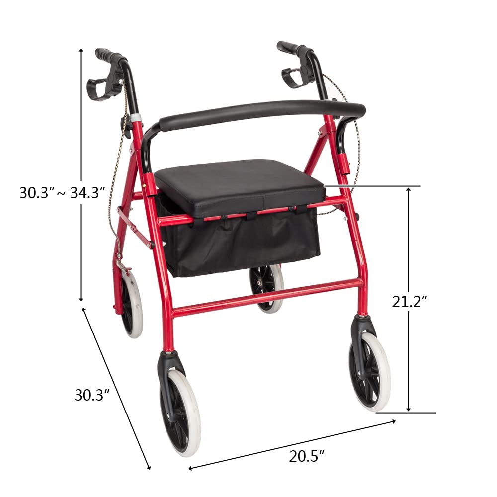 Red Rolling Walker with Seat D645