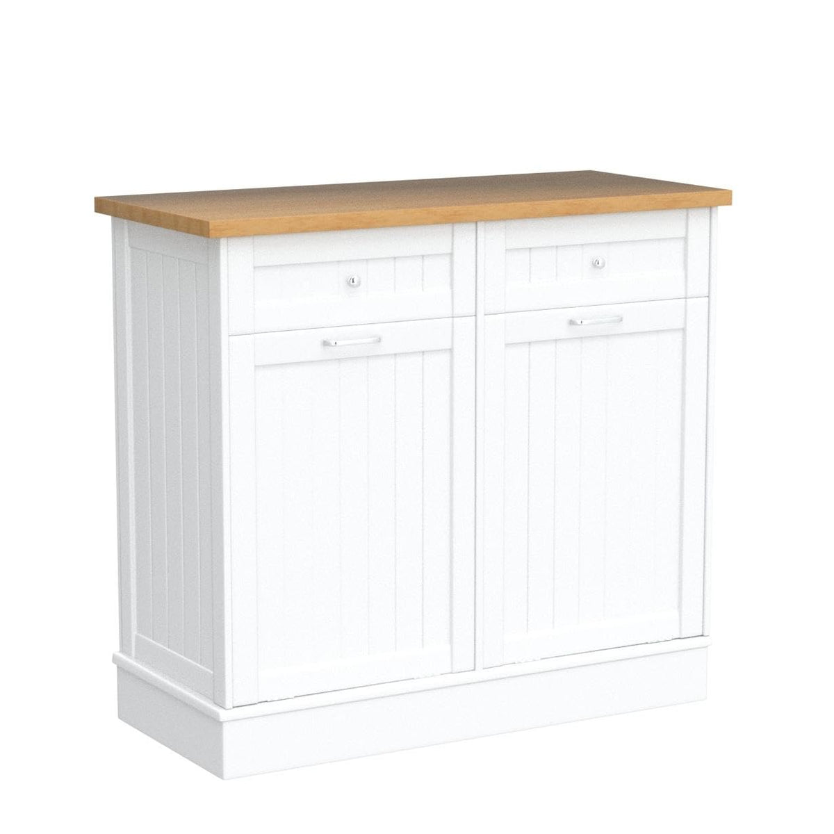 2 x 10 Gallon White Tilt Out Trash Cabinet with 2 Storage Drawer N22572