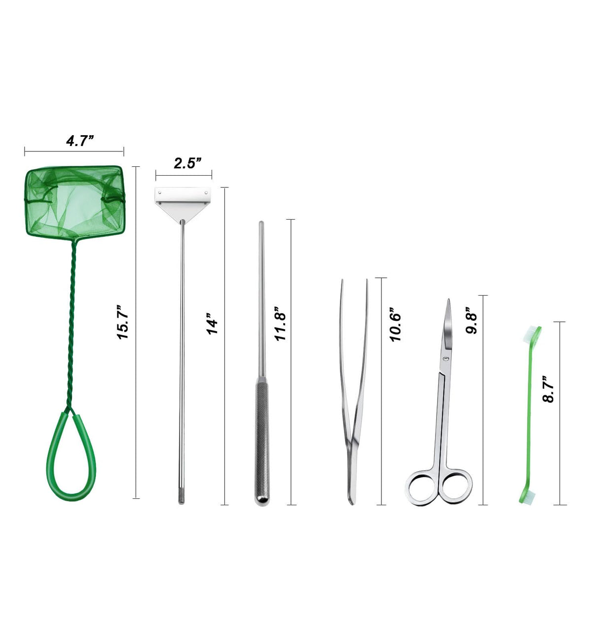Fish Tank Cleaning Kit with Aquarium Siphon, Fish Net, and Algae Scraper D952458