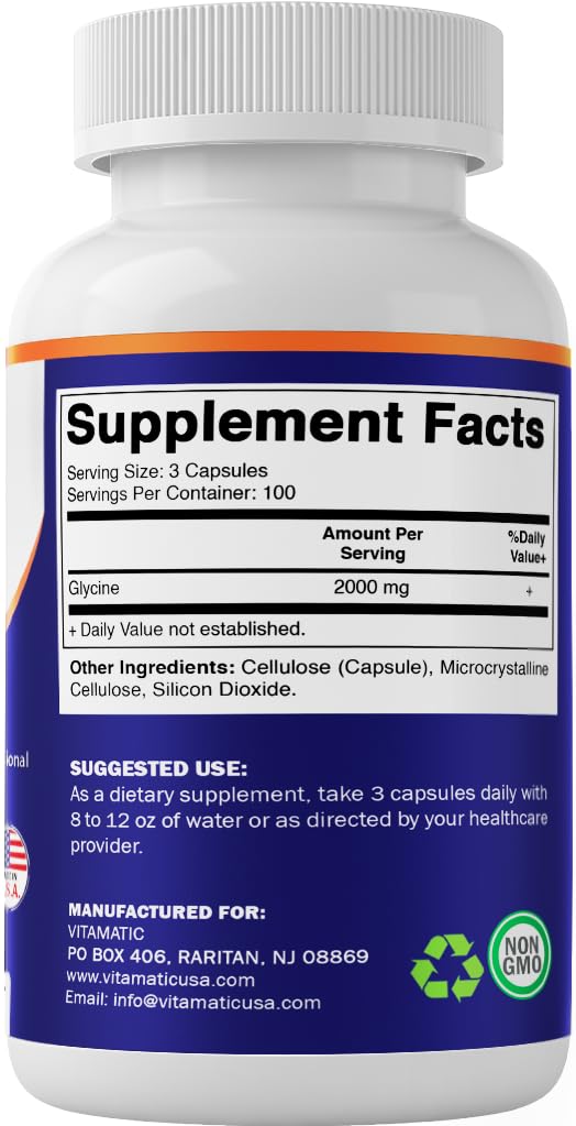 Glycine Supplement 2000mg 300 Count Non-GMO Gluten Free Q49465