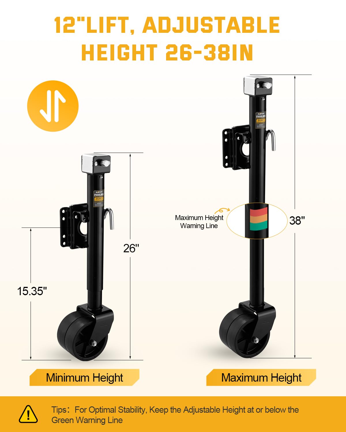 Heavy Duty Trailer Jack with Dual Wheel Q3735