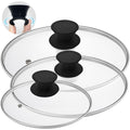 Round Tempered Glass Lid Set with Black Handle, 3 Pieces V3769