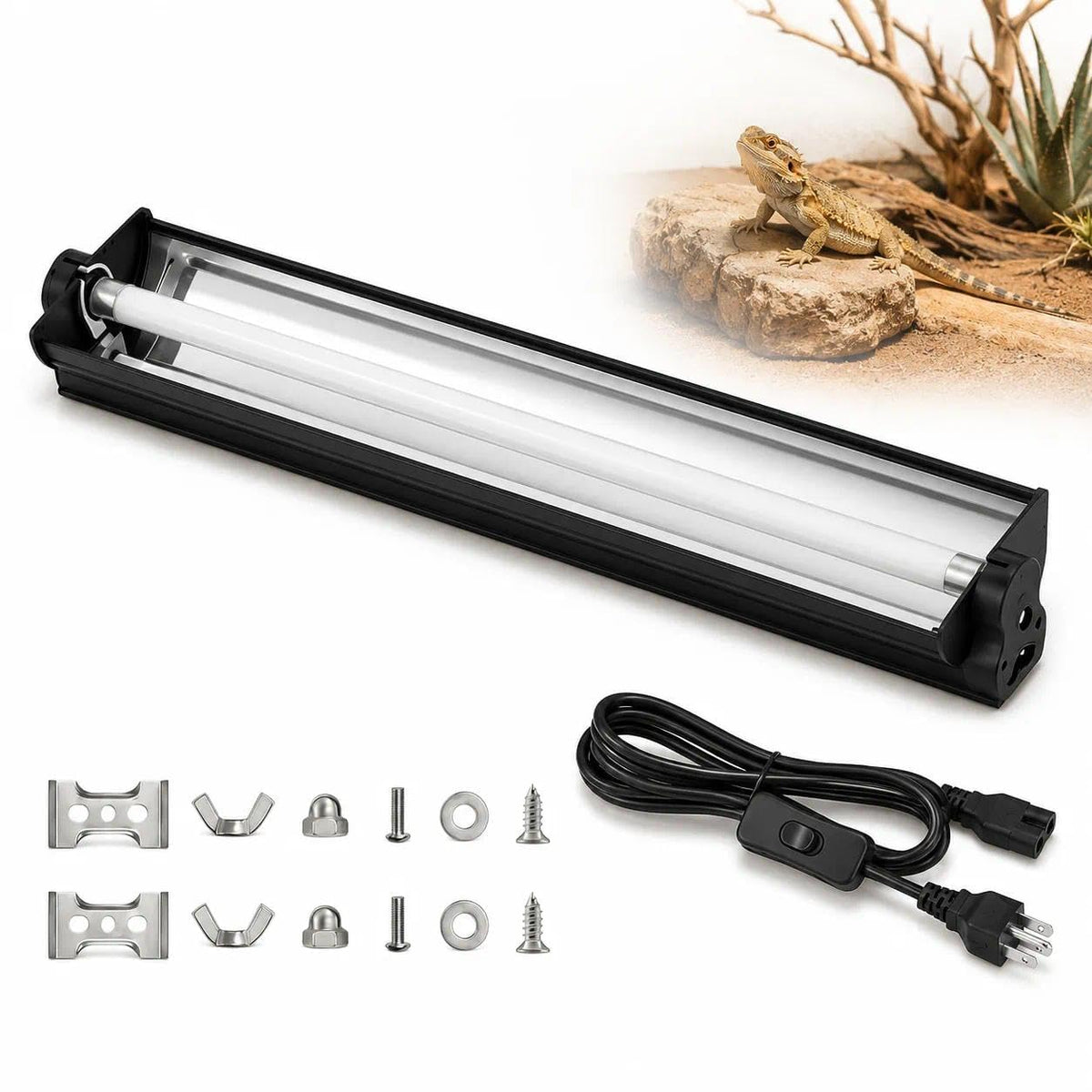 8W 10.0 12 Inch T5 UVB Reptile Light Fixture with Bulb C65838