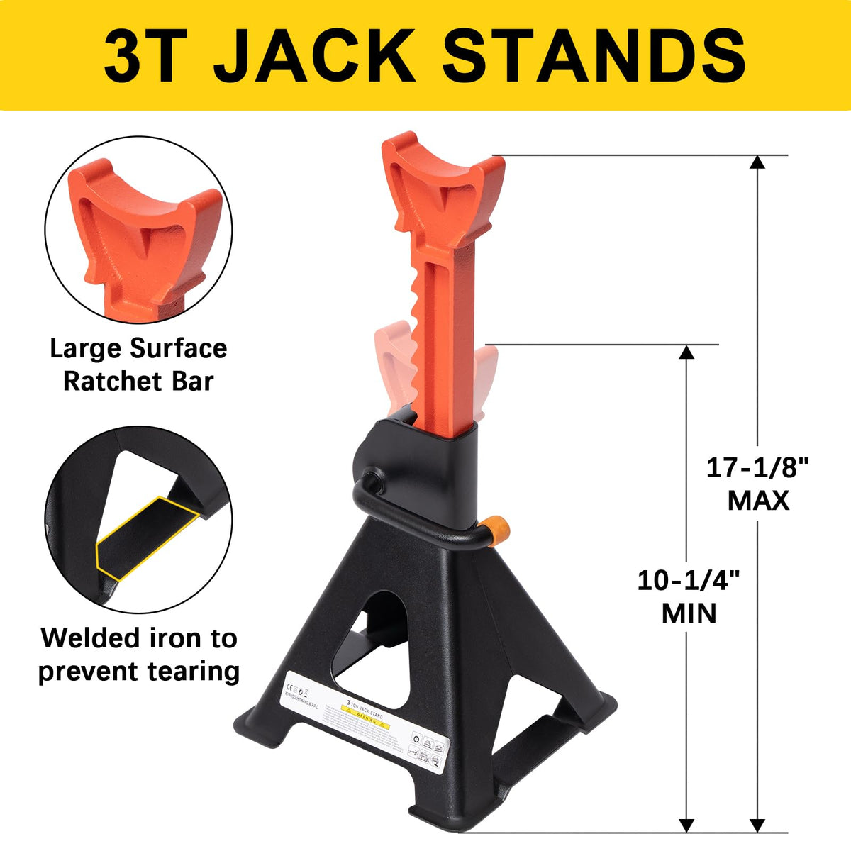 3 Ton Scissor Jack and Jack Stands Kit with Lug Wrench T586