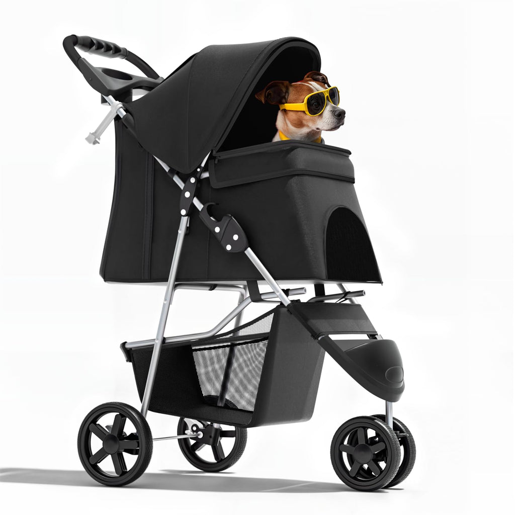 3-Wheel Pet Stroller for Small/Medium Dog Cat, Up to 33lbs, Black G3580