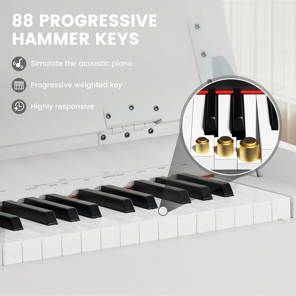 88-Key Weighted Hammer Action Piano Keyboard with Bench V176
