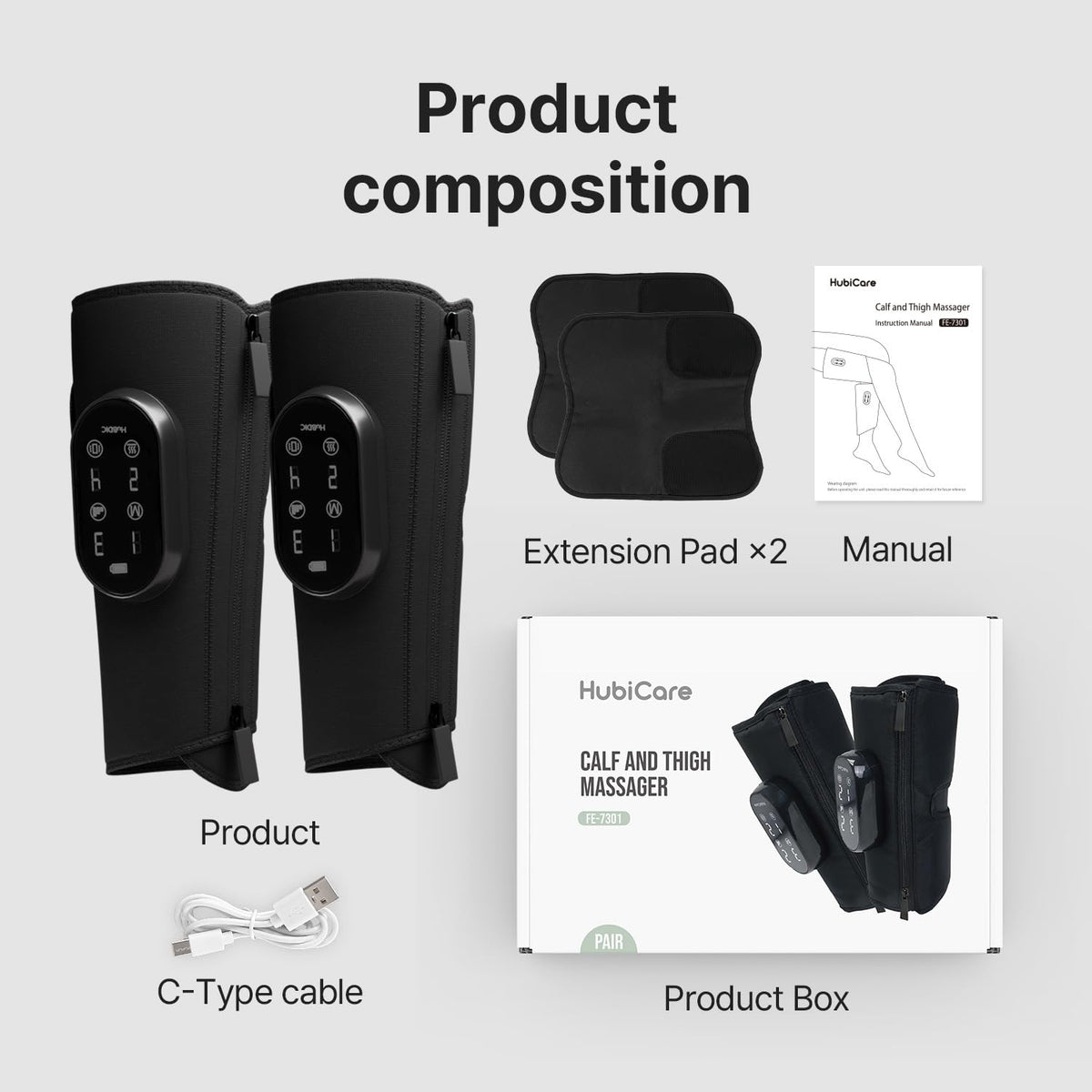 Heated Air Compression Cordless Leg Massager with Extension (Pair) Z417075