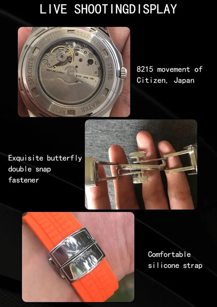 Japan Miyota 8215 Automatic Mechanical Watch Rubber Strap Waterproof 40MM G406