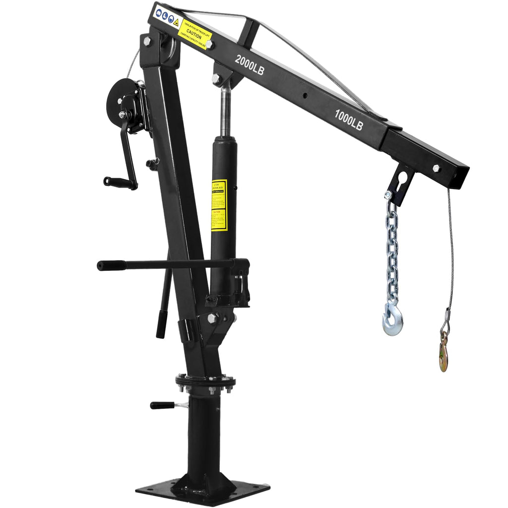 Hydraulic Pickup Truck Crane with Hand Winch, 2000-Lb. Capacity, Adjustable Boom, 360° Pivot Z971833