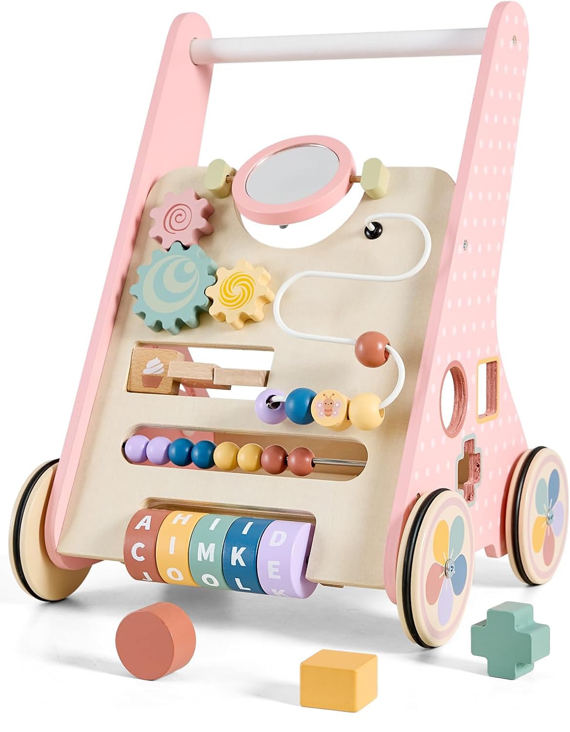 Pink Wooden Baby Walker H3009