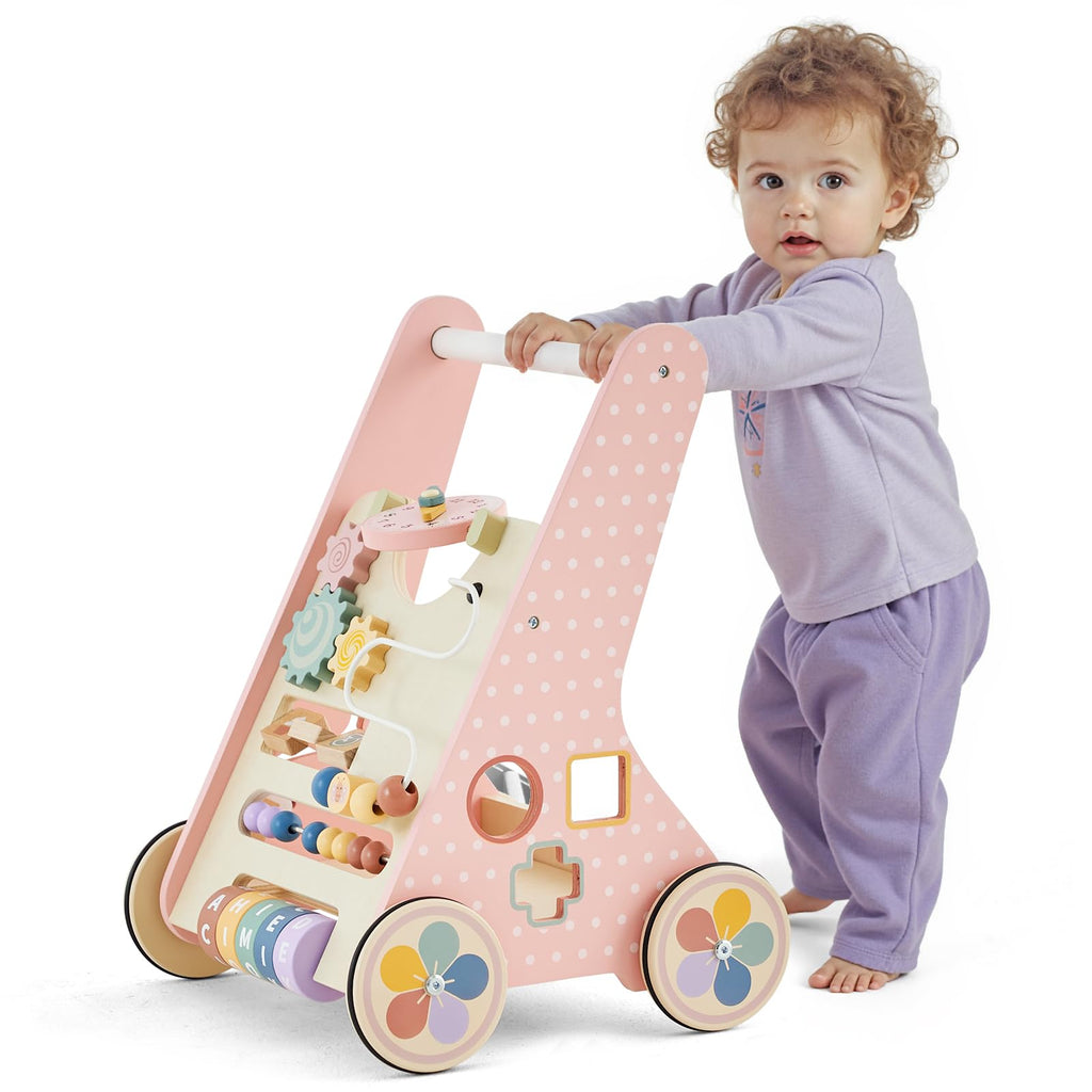 Pink Wooden Baby Walker H3009