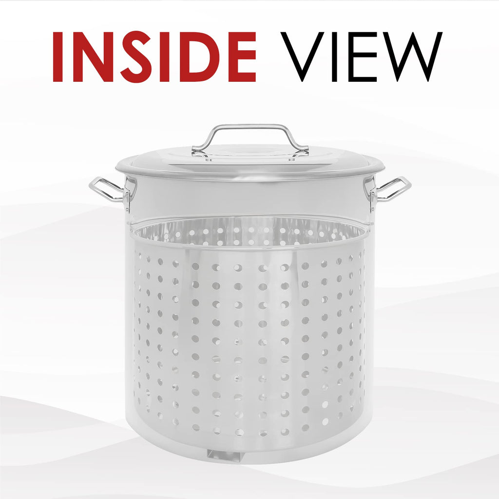 Stainless Steel Stock Pot with Steamer Basket 40 Quart T718397