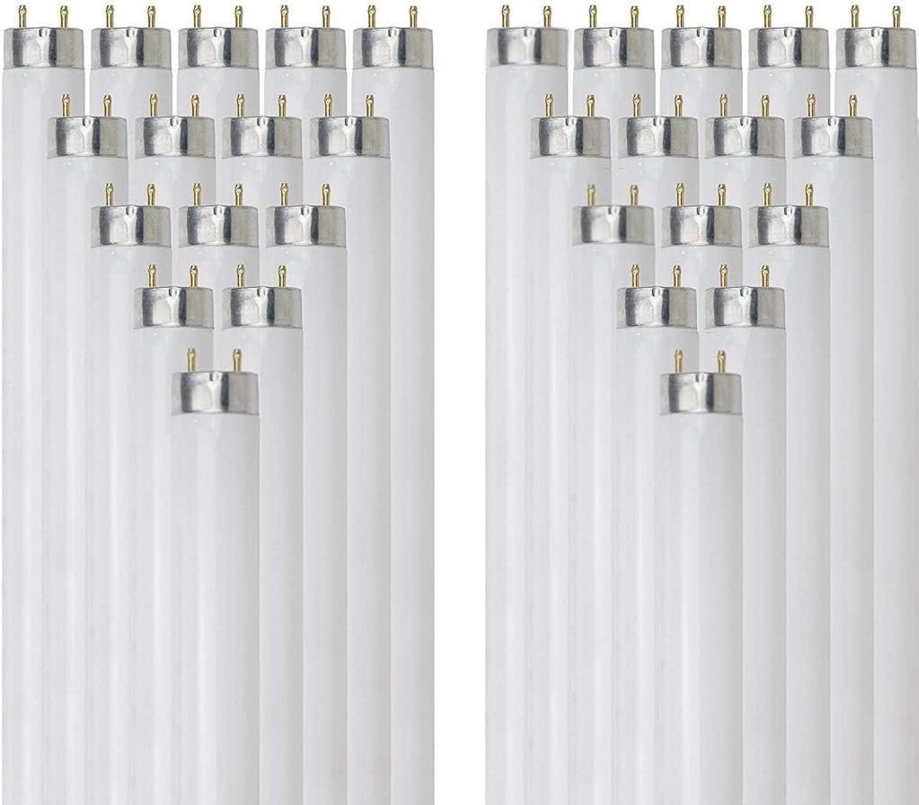 24 Inch T8 Fluorescent Tube Light Bulb 17W 3500K Neutral White G13 Base Pack of 30 R288490