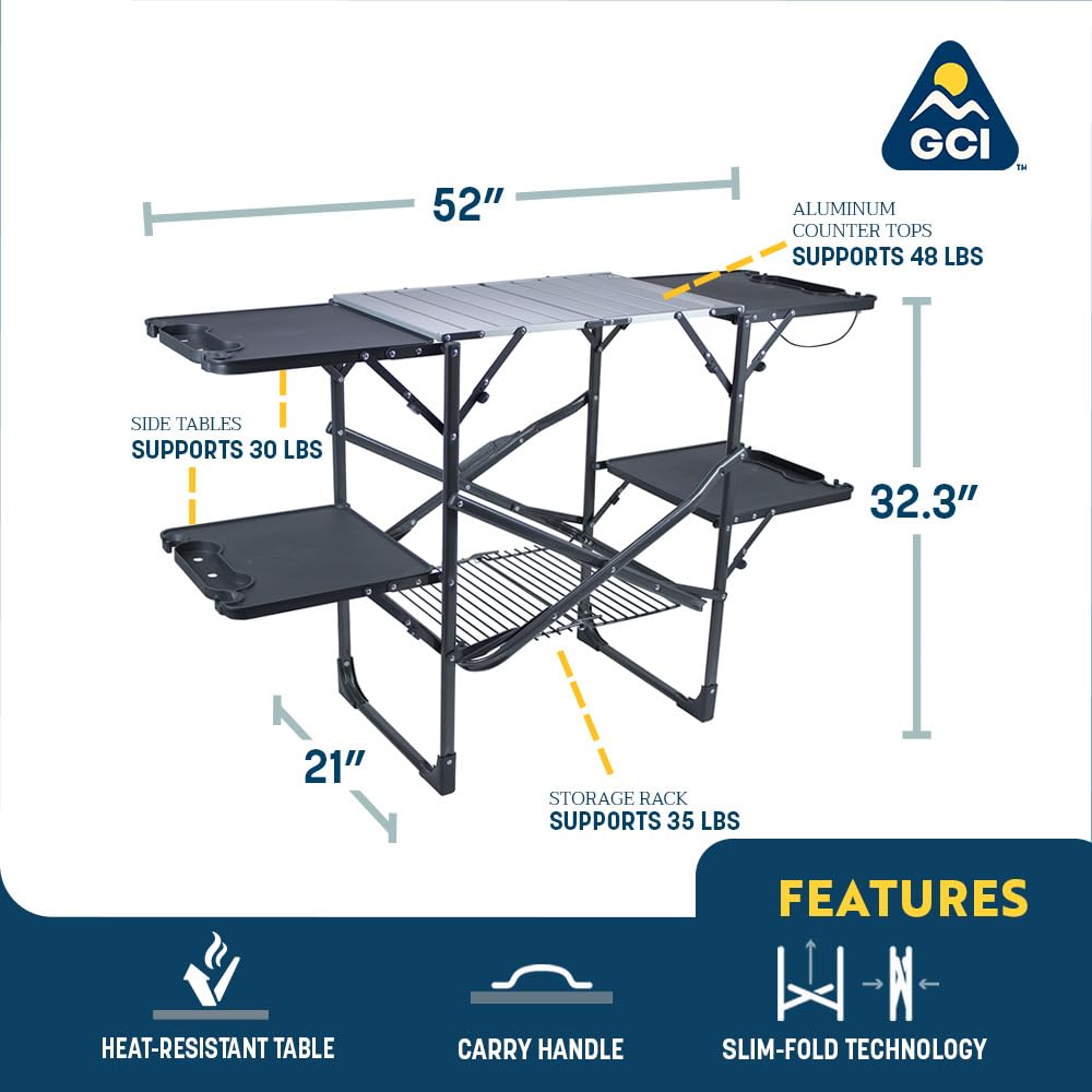 Portable Folding Cook Station with Heat Resistant Tabletop D664