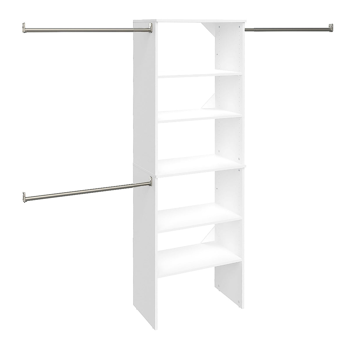 Wood Closet Organizer System with Tower and 3 Hang Rods and Shelving L9096