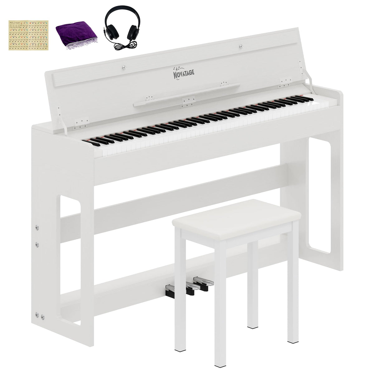 88-Key Weighted Hammer Action Piano Keyboard with Bench V176