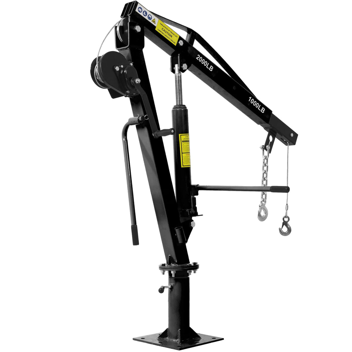 Hydraulic Pickup Truck Crane with Hand Winch, 2000-Lb. Capacity, Adjustable Boom, 360° Pivot Z971833