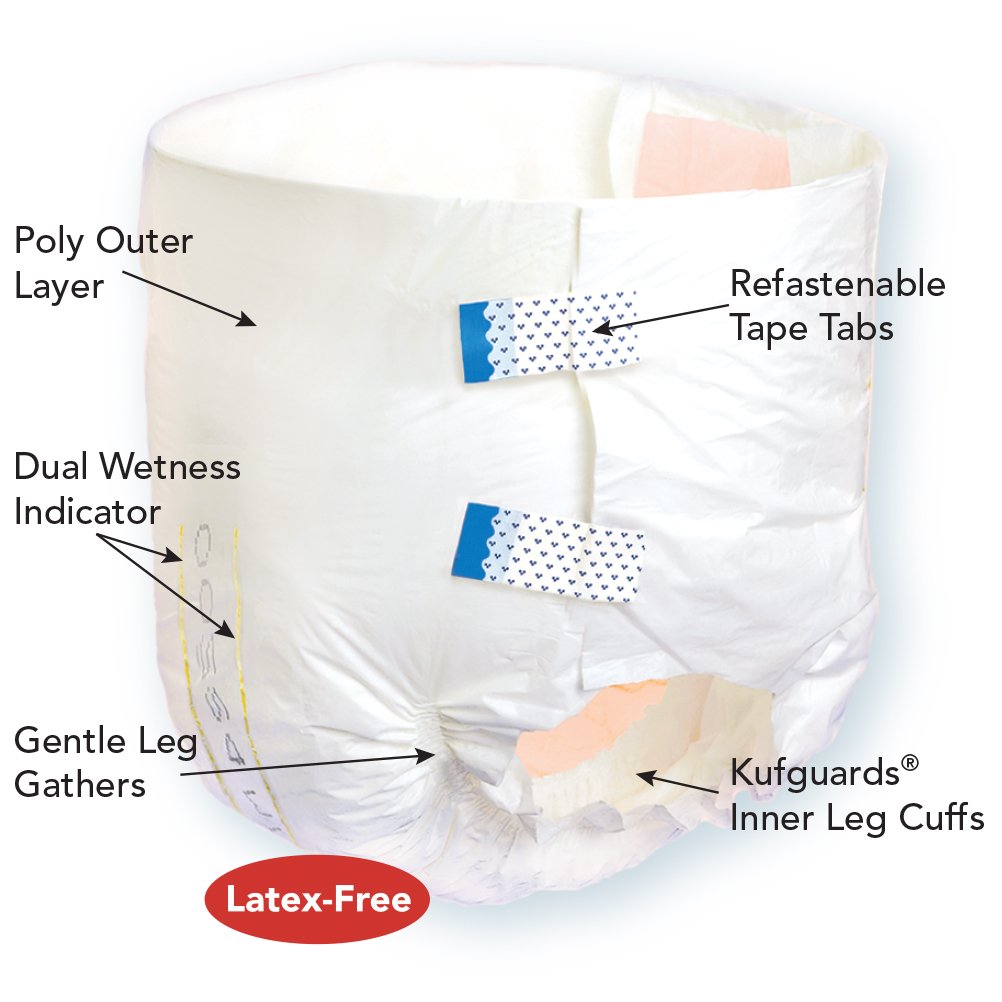 Large Adult Diapers with Tabs, 12 Ct B838