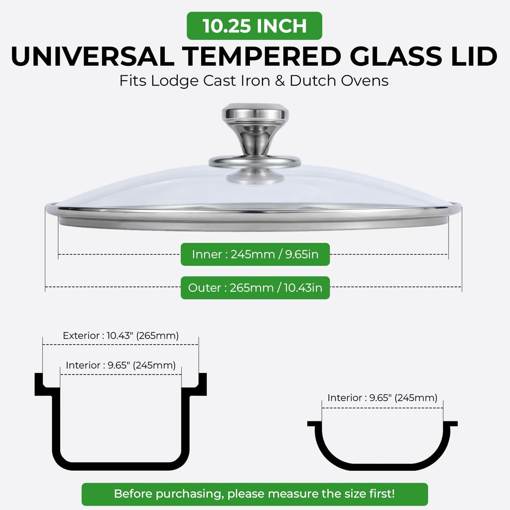 10.25 Inch Tempered Glass Lid with Stainless Steel Knob C5507
