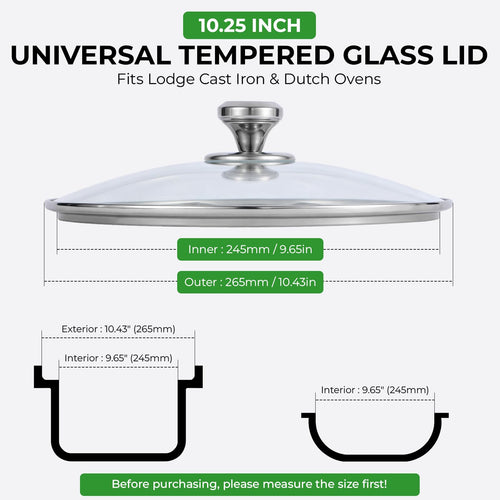 10.25 Inch Tempered Glass Lid with Stainless Steel Knob C5507
