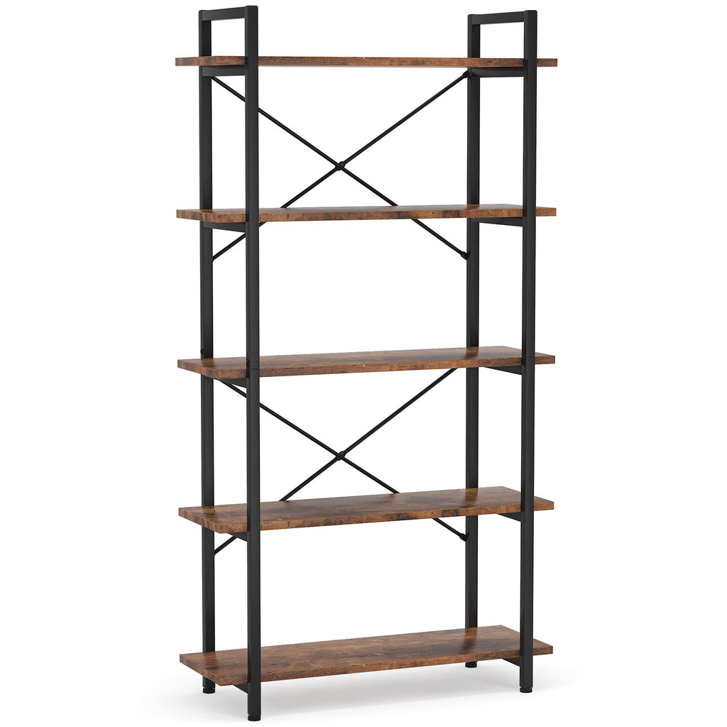 5 Tier Industrial Bookshelf with Metal Frame M7212
