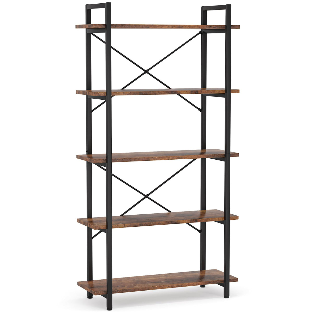5 Tier Industrial Bookshelf with Metal Frame M7212