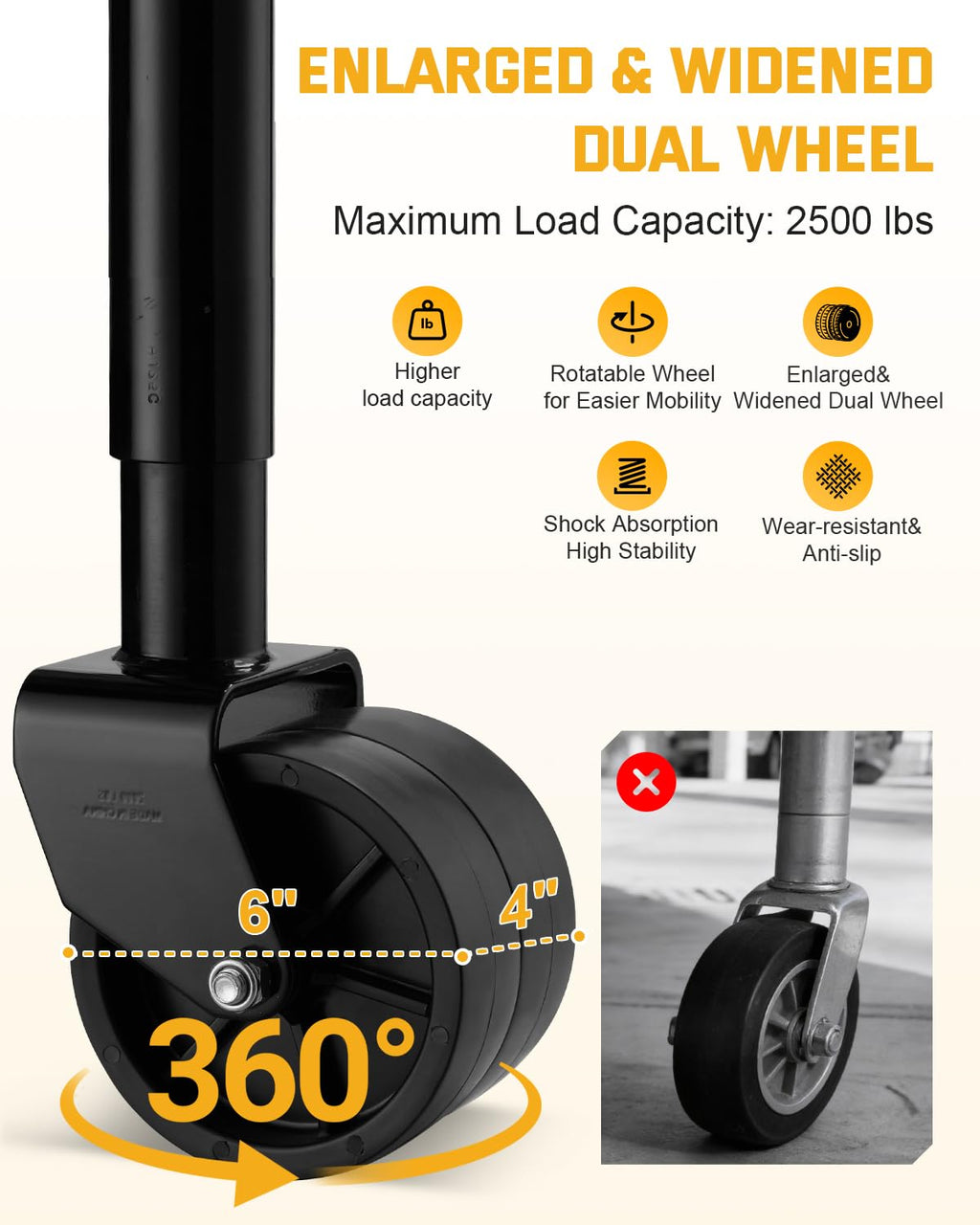 Heavy Duty Trailer Jack with Dual Wheel Q3735