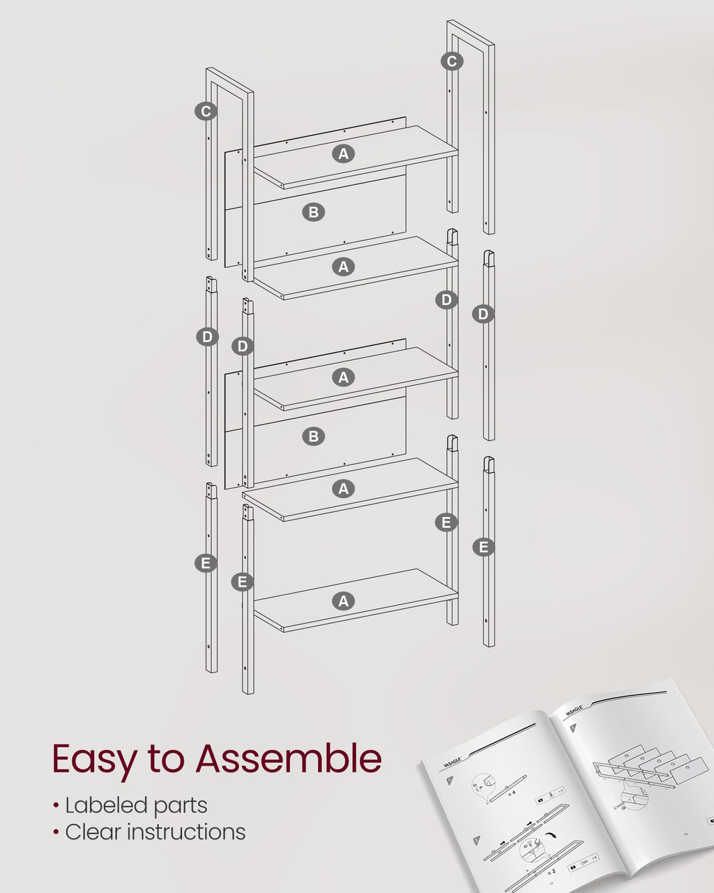5 Tier Free Standing Bookshelf T59675