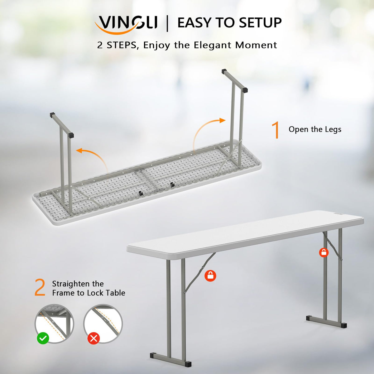 White 6 FT Narrow Folding Table I517522