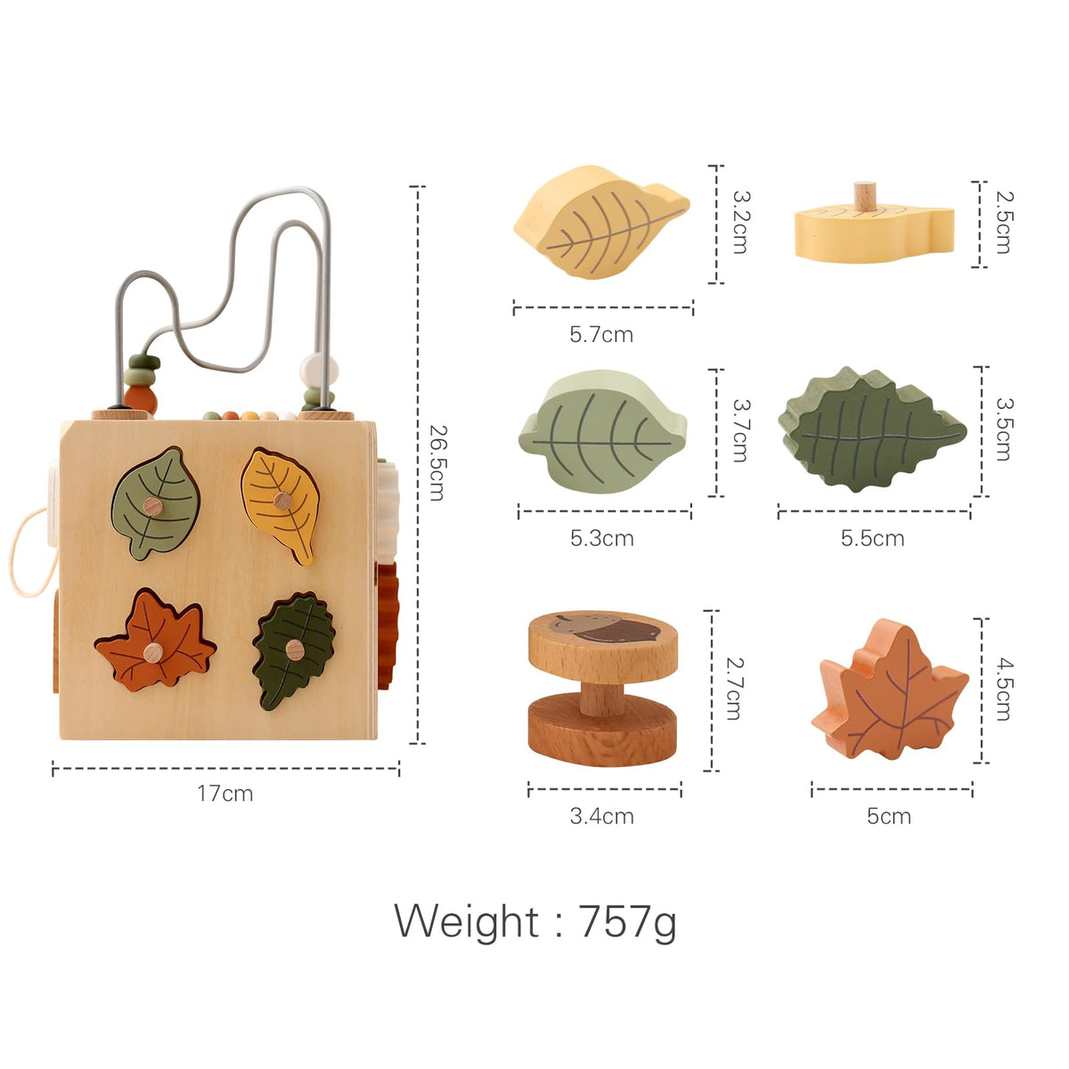 5 in 1 Wooden Activity Cube Bead Maze Shape Sorter K131224