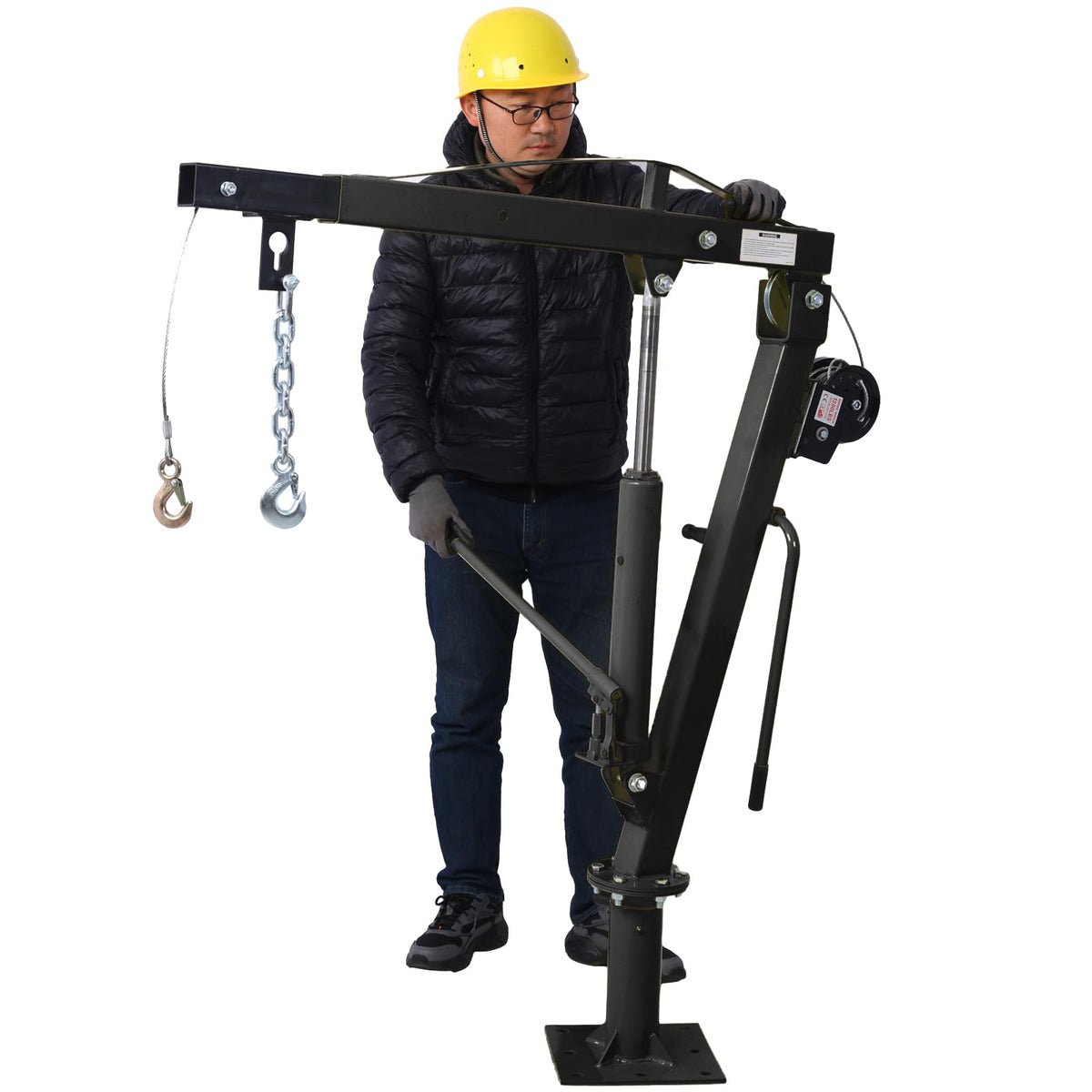 Hydraulic Pickup Truck Crane with Hand Winch, 2000-Lb. Capacity, Adjustable Boom, 360° Pivot Z971833