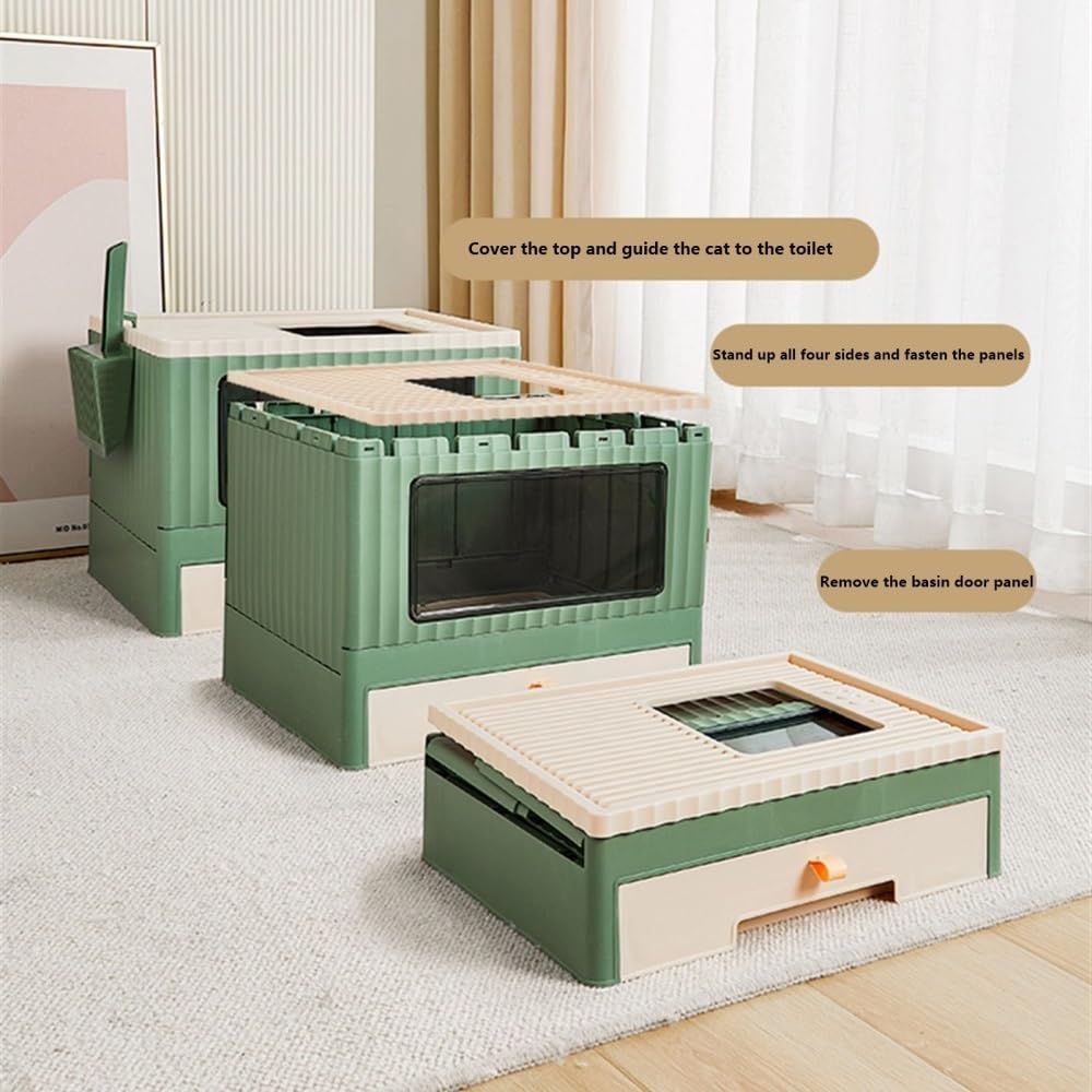 Foldable Top Entry Cat Litter Box with Lid D863
