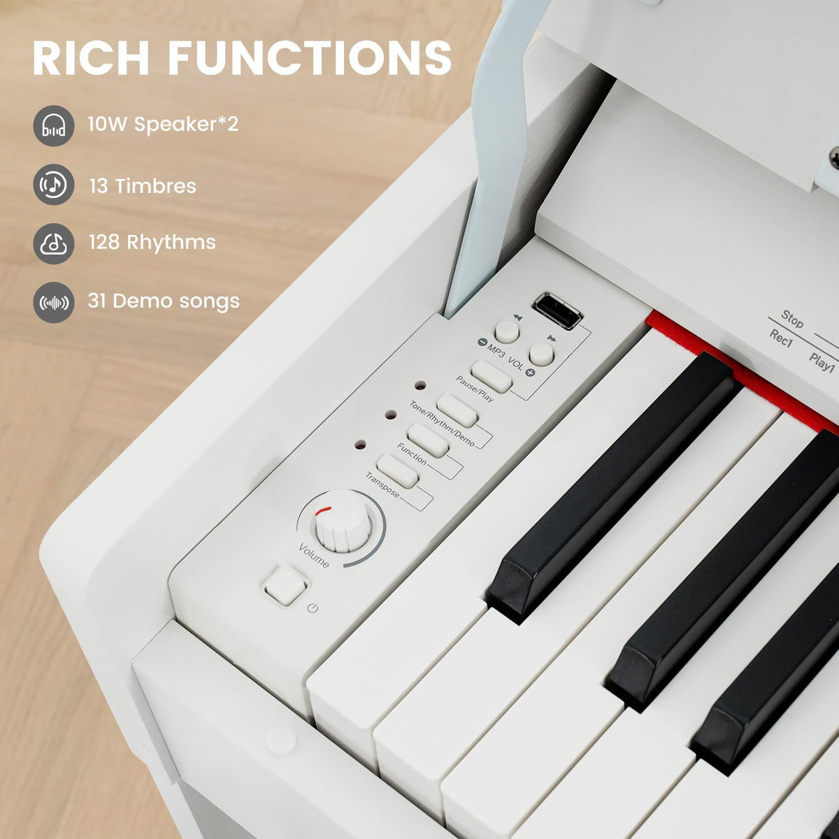 88-Key Weighted Hammer Action Piano Keyboard with Bench V176