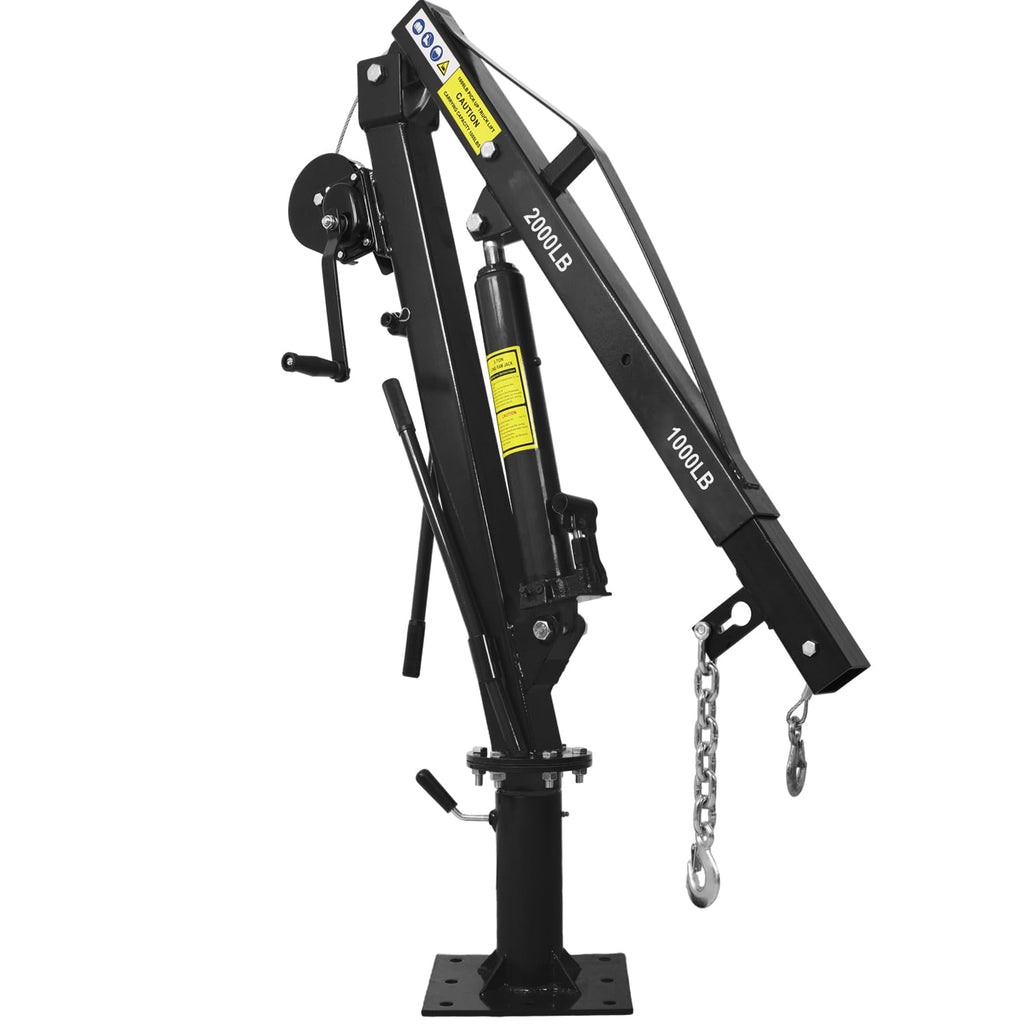 Hydraulic Pickup Truck Crane with Hand Winch, 2000-Lb. Capacity, Adjustable Boom, 360° Pivot Z971833