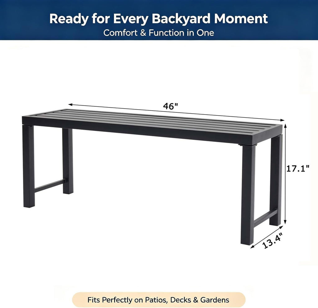 Black 46" Metal Outdoor Bench Y198