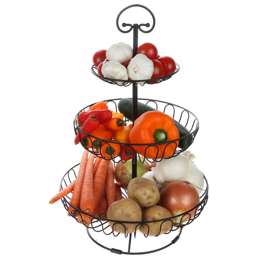 3-Tiered Black Wire Fruit and Vegetable Holder K6308