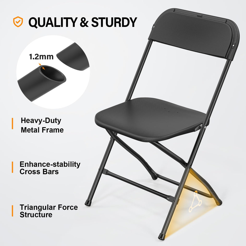 10 Pack Black Plastic Folding Chair D8558