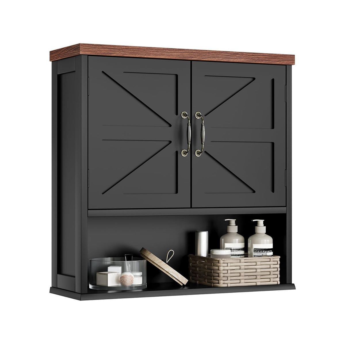 Black Wall Mounted Bathroom Cabinet with Adjustable Shelf S973