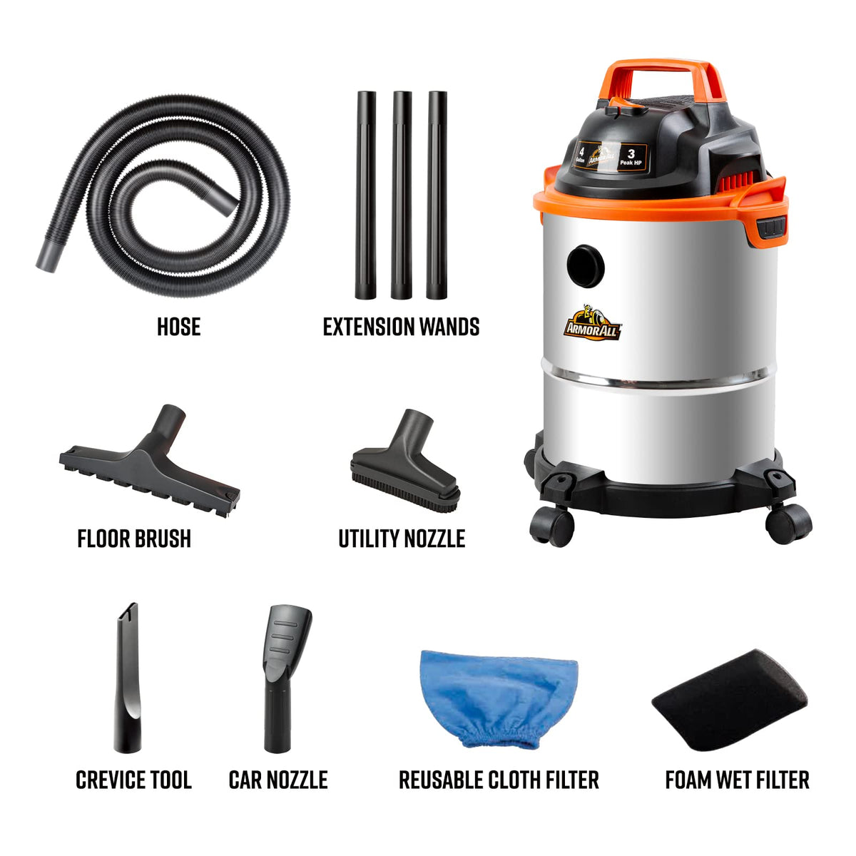 4 Gallon Stainless Steel Wet/Dry Vacuum M778