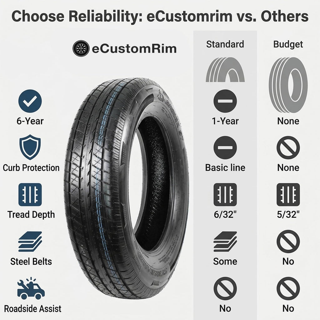 2-Pack ST205/75R15 Deep Tread Radial Trailer Tire E894541