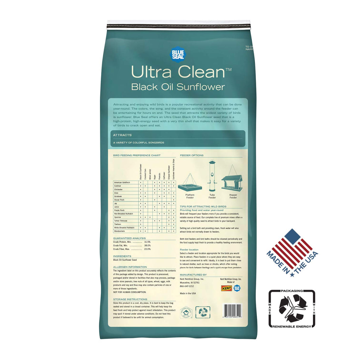 Black Oil Sunflower Wild Bird Seed 20 Pound Bag U648394