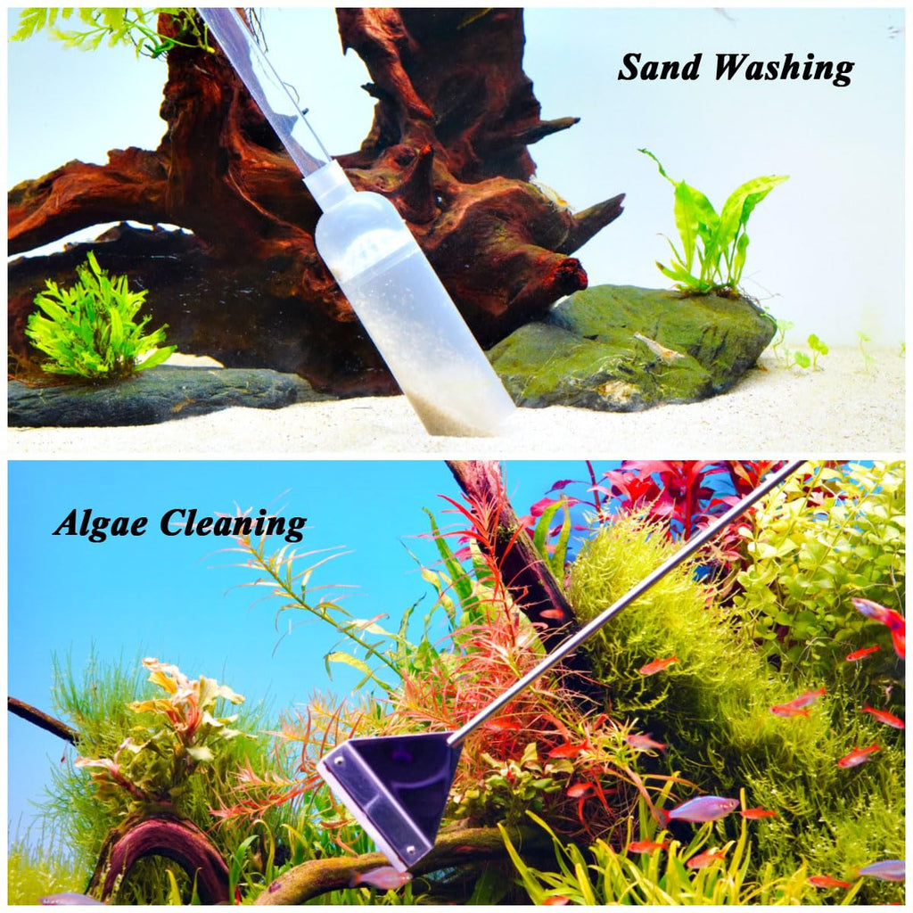Fish Tank Cleaning Kit with Aquarium Siphon, Fish Net, and Algae Scraper D952458