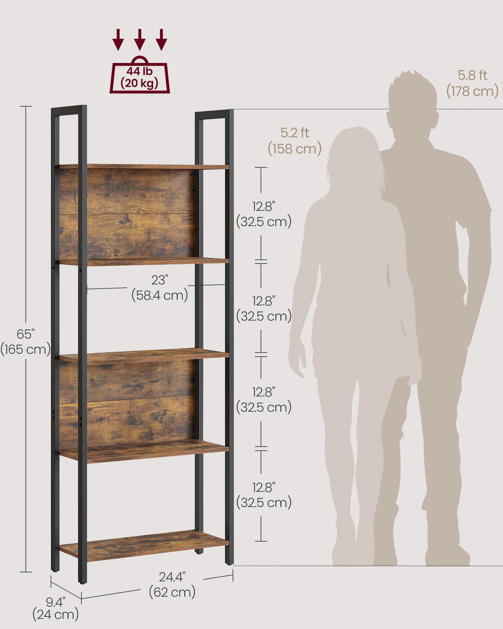 5 Tier Free Standing Bookshelf T59675