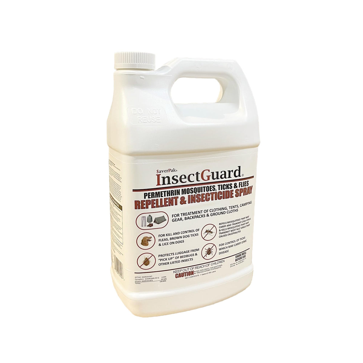Permethrin Mosquitoes, Ticks and Flies Repellent & Insecticide Spray Gallon (128oz) I66318