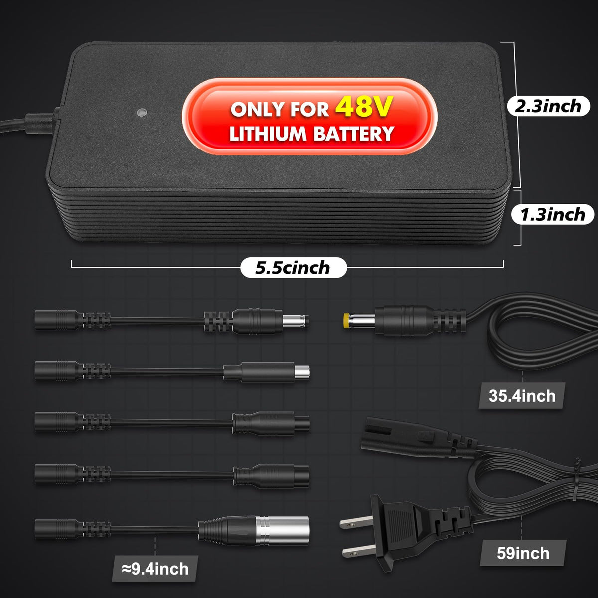 54.6V 2A Electric Bike Charger for 48V Lithium Battery K1969