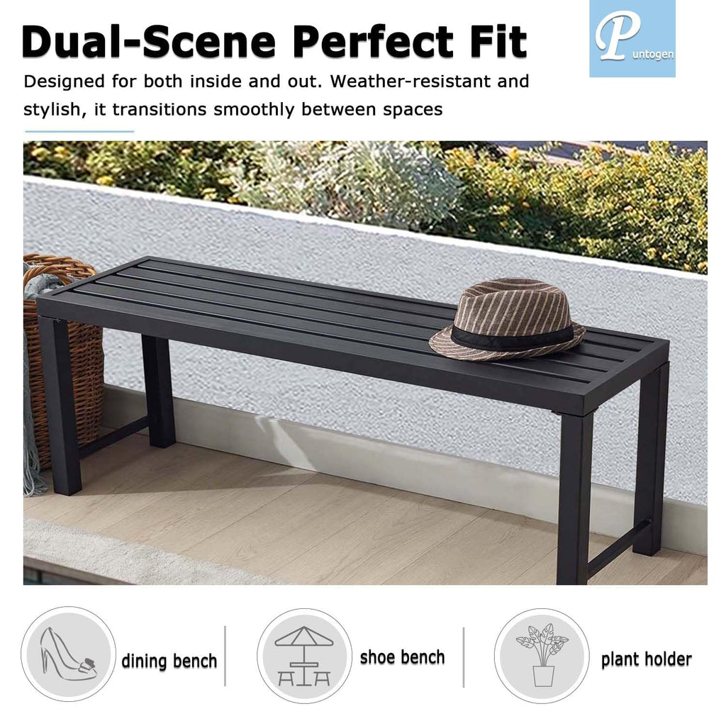 Black 46" Metal Outdoor Bench Y198