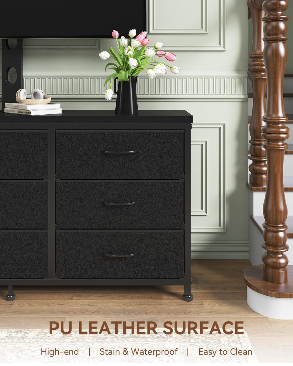 TV Stand with Mount and 9 Fabric Drawers S86151