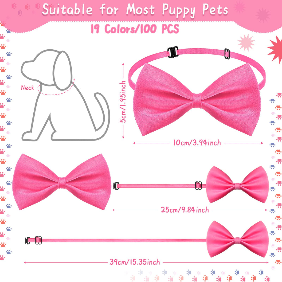 200 Pcs Adjustable Dog Bow Ties D480026